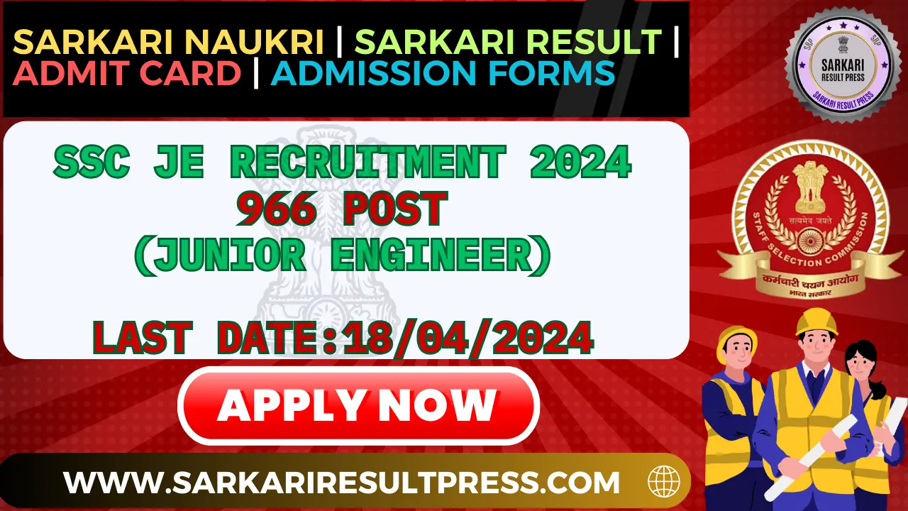 SSC JE Online Form 2024 Direct Link Apply Now