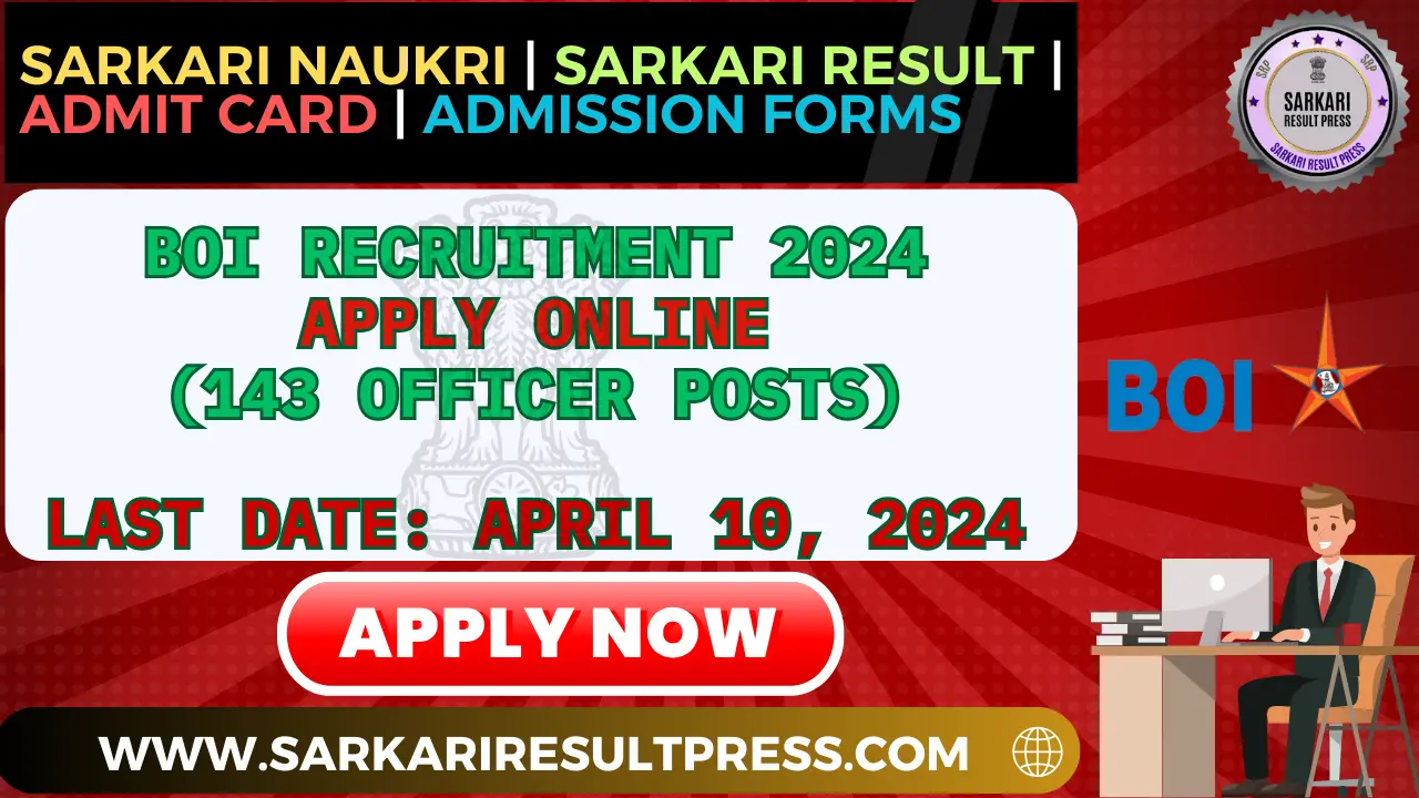 BOI Recruitment 2024 Apply Online